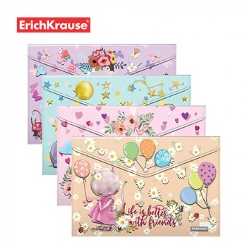 Папка со копче А4 шарена Анималс Erich Krause